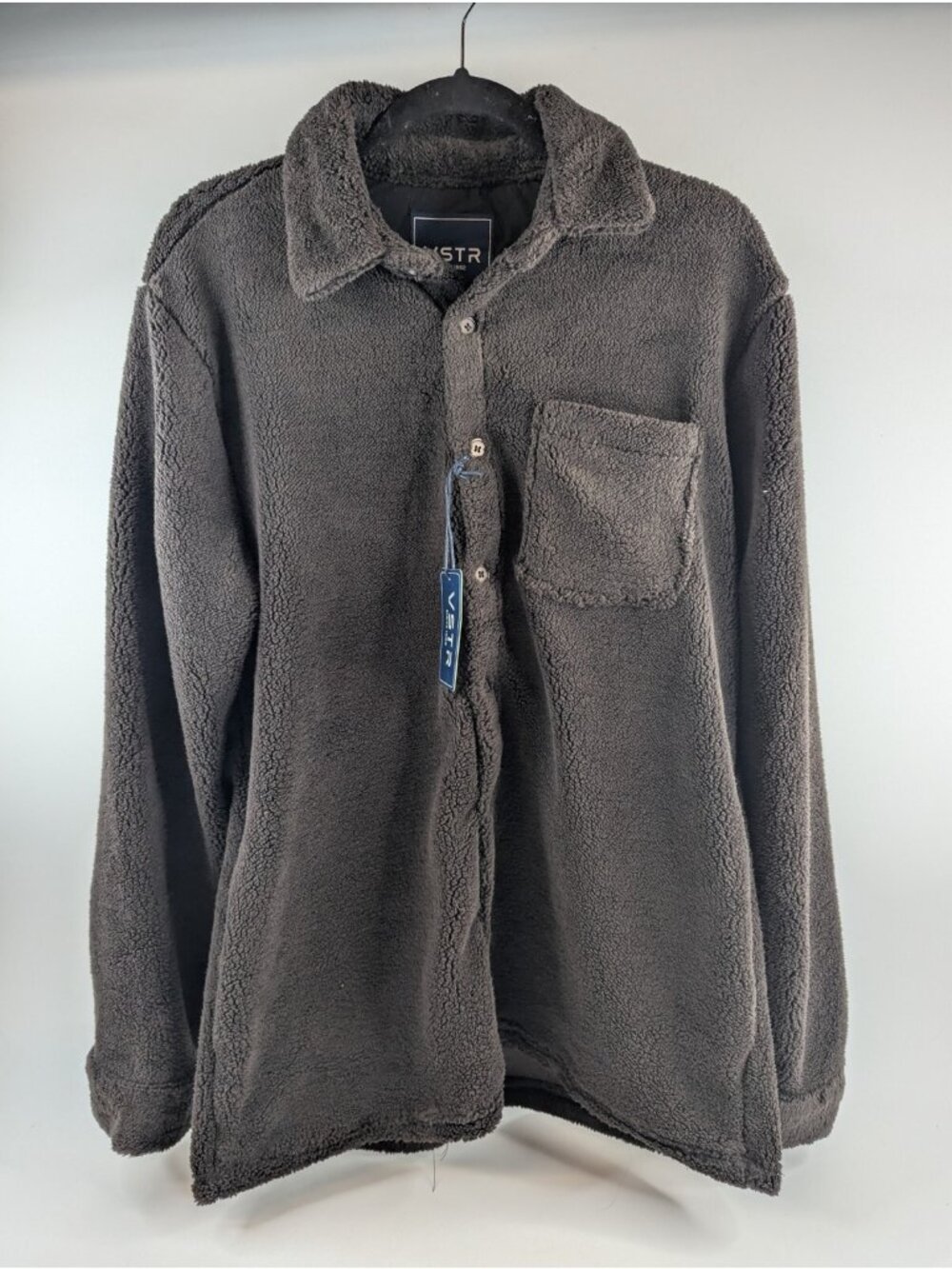 VSTR Sherpa Fleece Shacket Men’s Medium Brown Button-Down Shirt Jacket - NWT